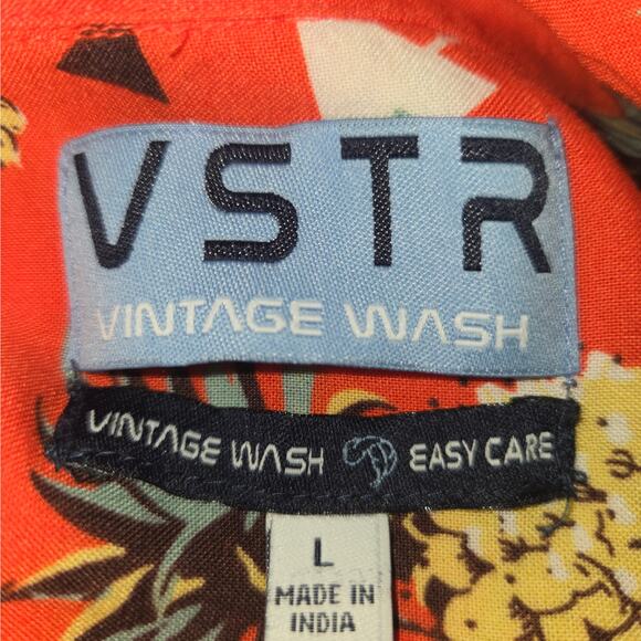 VSTR Mens Large Button Up Hawaiian Shirt Pineapples Lightweight Beach Vacation‎ - Picture 2 of 10